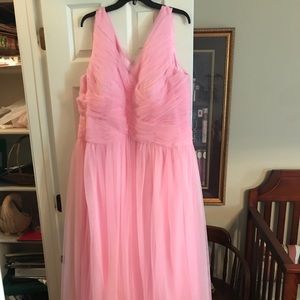 Pink floor length bridesmaid dress